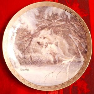 Wolf Plate, Vintage 1993, Winter Lullaby, Duane Geisness, Bradex,Peace on Earth
